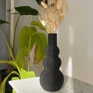 3D Printed Textured Bubble Vase – White Micro-Dot Sculptural Gourd Vase | Modern